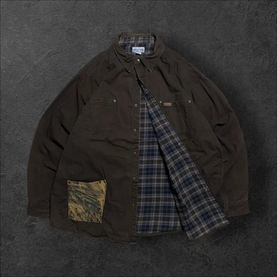 Camisa Carhartt DoubleFace Duck Realtree marrón CPO forro de franela para hombre - Imagen 1 de 4