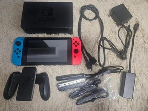 Nintendo Switch Neon Blue/Red Pro Controller Etc. Set - Picture 1 of 6