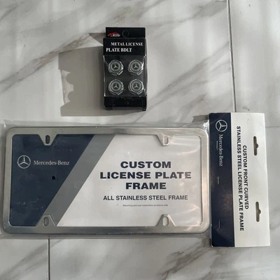 mercedes benz front curved license plate and bolts - Image 1 of 4