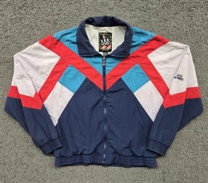 Chaqueta cortavientos vintage de los Juegos Olímpicos de Estados Unidos mediana cremallera completa bloques de color deportes de los años 90 - Imagen 1 de 19
