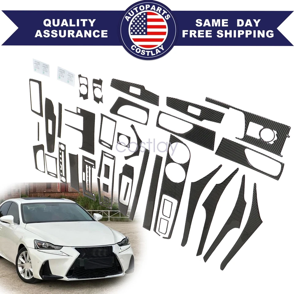 For Lexus IS250 IS350 13-18 Real Carbon Fiber Full Interior Kit Cover Trim 35X - Image 1 of 4