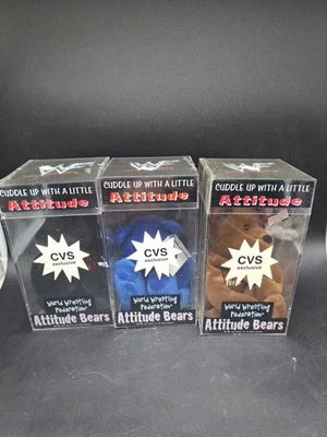 WWF World Wrestling Federation  Attitude Bears The Rock, Mankind, Steve Austin - Image 1 of 4