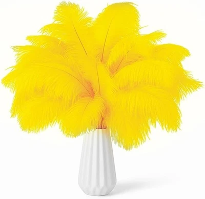 Jarrón artesanal boda 30 piezas plumas de avestruz amarillo natural a granel 9-12 pulgadas (23-30 cm)... Foto 1 de 4