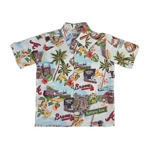 Atlanta Braves Hawaiian Shirt Reyn Spooner Boys Medium AOP All Over Print - Picture 1 of 5