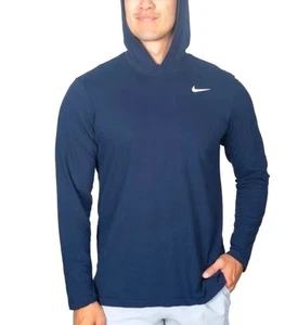 Nike Dri-FIT Long Sleeve Hoodie Tee CJ1696-419 Navy Blue, Size Small - NWT - Picture 1 of 3