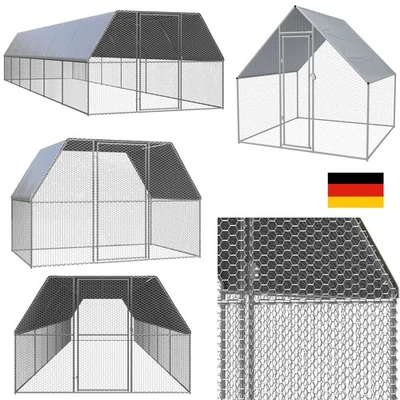 Tiergehege Freilaufgehege für Hühner Hasen Kleintiere Hühnerstall +Überdachung - Bild 1 von 4