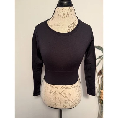 Top OFFLINE by Aerie Sin Costuras Recortado Manga Larga XS Negro Atlético Foto 1 de 4