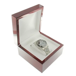 Deluxe Cherry Rosewood Watch Box With Collar Display Wooden Jewelry Gift Box - Picture 1 of 5