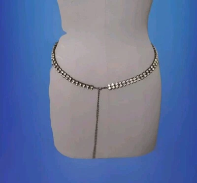 Vintage 90s Rhinestone Chain Belt - image 1 of 2