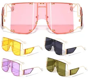 LUXURY SQUARE OVERSIZED ELEGANT SUNGLASSES SIDE SHIELD FANCY ELITE STEAMPUNK VTG - Picture 1 of 5