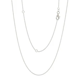 Italian 14k White Gold Rolo Chain Necklace Adjustable 16-20" 0.9mm to 1.35mm - Picture 1 of 12