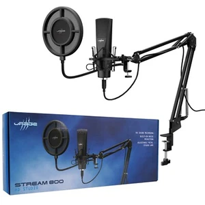 uRage Stream 800 HD Studio Streaming Starter Set PC Microphone Pare-Vent Trépied - Photo 1/9