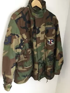 Military Air Force BDU Camo Cold Weather Field Jacket Combat Infantry Patches M - Bild 1 von 9
