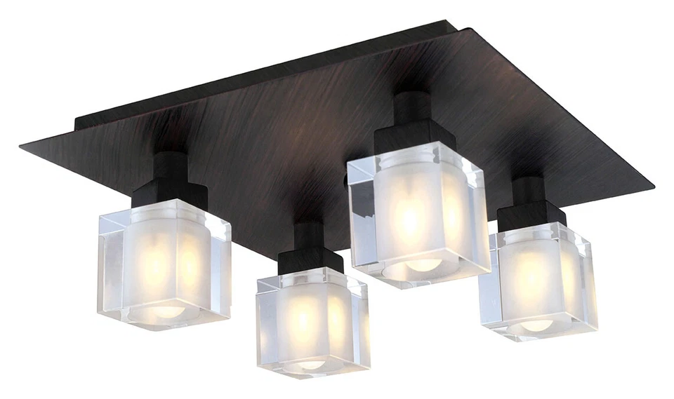 Lámpara de techo EGLO Tenno de 4 luces en marrón antiguo con cristal de plomo genuino Foto 1 de 1