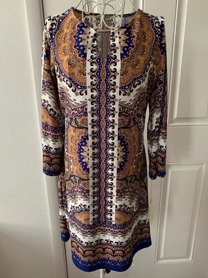 Женщин HAANI цветной пейсли печать длинным рукавом платье размер PM - Изображение 1 из 4