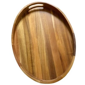 Acacia Wood Serving Tray for Ottoman - Large Decorative Table Tray for Living... - Picture 1 of 8