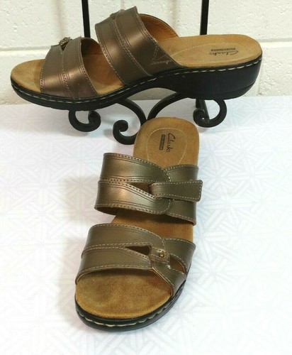 SANDALO CASUAL DONNA CLARKS COLLECTION SLIDES CINTURINO PELLE taglia 11M HAYLA CANYON