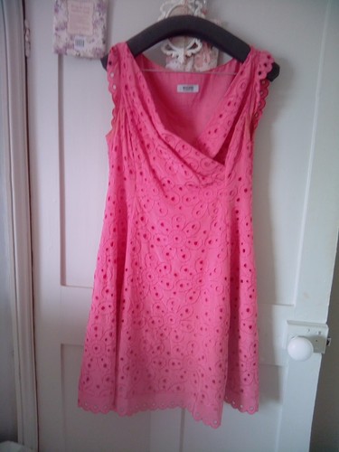 Gratty Moschino rosa senza maniche misto seta abito estivo UK 8