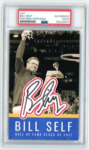 BILL SELF Signed Cut Photo Card - NCAA Coach - KANSAS JAYHAWKS Net Cutting - PSA - Picture 1 of 2
