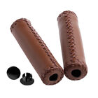 Bmx Road Mountain Cycling Stitched Leather Handlebar End Grips