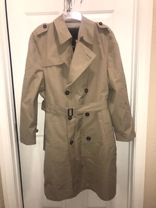 Men's GLENEAGLES Trench Coat Khaki Double Breasted Belted Lining Sz 40R - Picture 1 of 19
