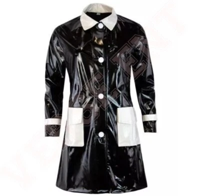 Women’s PVC Trench Coat – Shiny Vinyl Faux Leather Lightweight Stylish Raincoat - Image 1 of 4