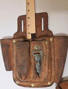 Vintage Channel Lock Lineman's Leather Belt Tool Pouch 6 Pocket & Hook - Picture 1 of 9