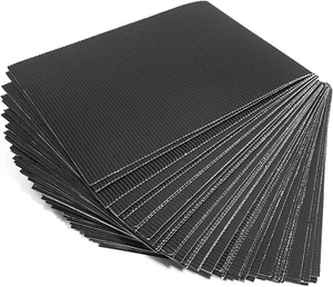 Black Corrugated Cardboard Paper Sheets (8.5 X 11 In, 48-Pack) for Crafts, DIY P - Picture 1 of 12