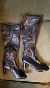 NEW WOMENS BLACK LEATHER BOOTS 38 (7.5) - Imagen 1 de 2