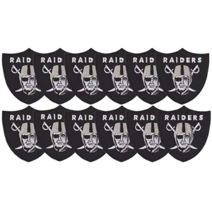 10 Stck. Las Vegas Raiders Shield schwarz Fußball Größe 2,9 Zoll x 3,0 Zoll Aufbügeln Aufnäher - Bild 1 von 12