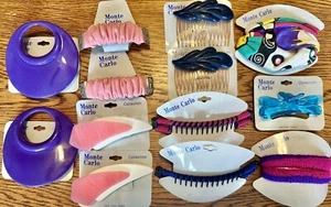 VTG Lot 13 Monte Carlo Retro Hair Clips, Combs, Banana Clip, Headband 1980s NOS - Picture 1 of 1