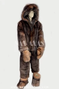 Double side Fox fur costume with Whole skins, fur gloves,fur boots ,unisex - Imagen 1 de 12
