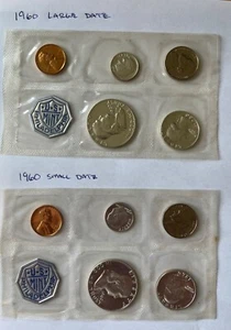 Two 1960-U.S. Mint Silver Proof Sets-One w/Small Date Other w/Large Date - Penny - Picture 1 of 17