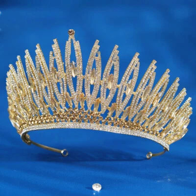 Mezza Corona Da Sposa In Strass Tiara Di Cristallo Per Regina Principessa Prom - Immagine 1 di 4