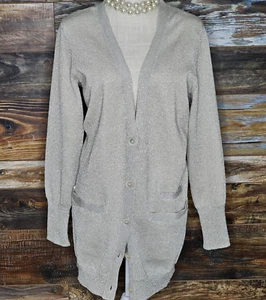 NUEVO CON ETIQUETAS J. Cárdigan Suéter Colección Crew Mezcla Algodón Beige Brillante Talla M - Imagen 1 de 6
