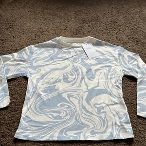 BNWT M&S Girls Age 13-14 Blue Multi Long Sleeved T-Shirt  - Picture 1 of 9