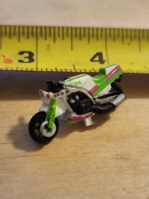 Very Small Micro Machine Honda CBR 400 Motorcycle in Green Pink White  - Image 1 of 2