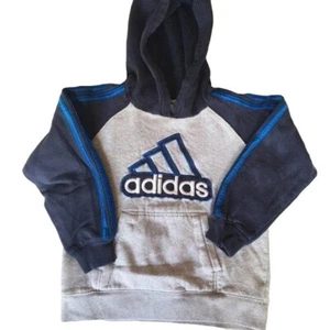 Adidas hoodie sweatshirt blue gray with logo sport, athletic sweater boy's 7 - Picture 1 of 7