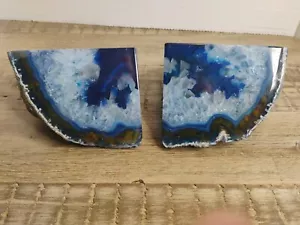 Geode Buchstützen Achat blau WUNDERSCHÖNE FARBEN über 6 Pfund Muster-Drusy Center - Bild 1 von 15