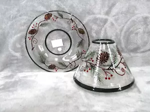 Yankee Candle Topper And Shade Set Pinecone Crackle Glass 4" Tall 2 Piece - Picture 1 of 13