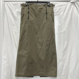 Ralph Ralph Lauren Vintage Cotton Midi Skirt Olive Green Cargo Y2K Size 8 - Picture 1 of 8