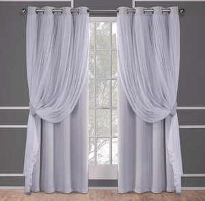 Set 2 (84"x52") Caterina Oscuranti Masselli Strati con Tenda Superiore Trasparente T69 - Foto 1 di 4