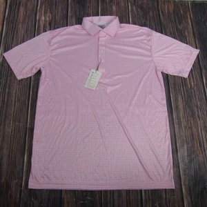 Collars & Co Poloshirt Herren 2XL Rosa Weiß Gingham Dress Kragen Performance - Bild 1 von 8