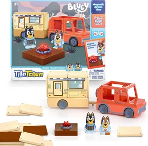 Tile Town Bluey Heeler Camper Magnetic Tile Set with Bluey and Bandit Figures - Picture 1 of 6