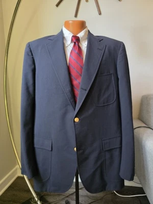 Blazer saco azul marino vintage Brooks Bros Ivy/Trad/Prep parche triple 3/2 rollo 42L Foto 1 de 4