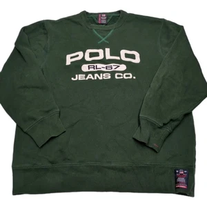Vintage Ralph Lauren Polo Jeans Co Medium Spell Out Sweatshirt Green 90s Y2K - Picture 1 of 6
