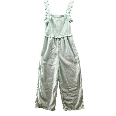 Antiguo Mono Azul Marino Niñas 10-12 (L) Como Nuevo Calado Pierna Ancha Sin Mangas Volantes Verano Foto 1 de 4