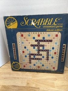Vintage 1977 Scrabble Deluxe Rotating Board Game Complete Wooden Tiles US Made - Picture 1 of 6
