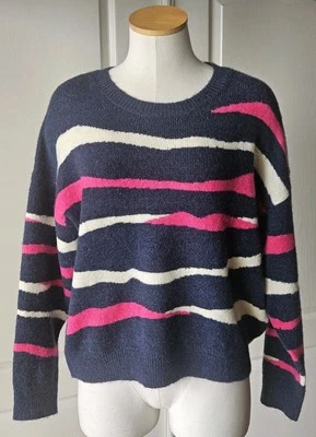 Новый Sundry размер 0 XS полоски длинным рукавом свитер верхний ярко розовый и темно-синий новый с Ярлыками - Изображение 1 из 4