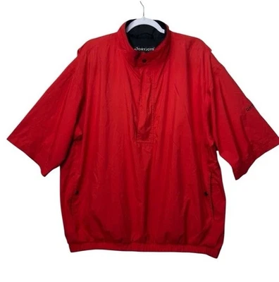 Footjoy Dryjoys Rain Jacket Medium Short Sleeve Mens Red 1/2 Zip Pullover Lined - Image 1 of 4